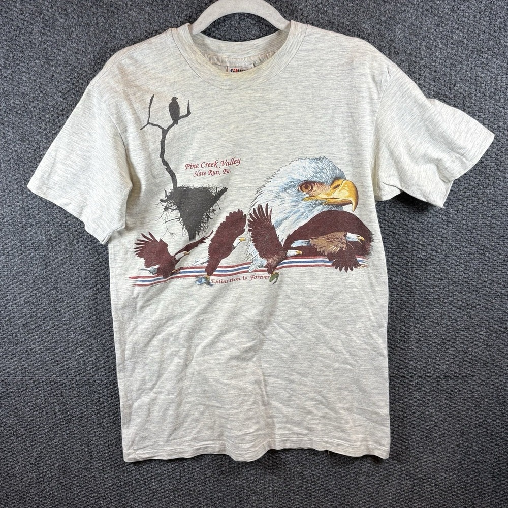 Vtg T-Shirt Hanes Size M Bald Eagle Extinction Is Forever Pine Creek‎ Valley